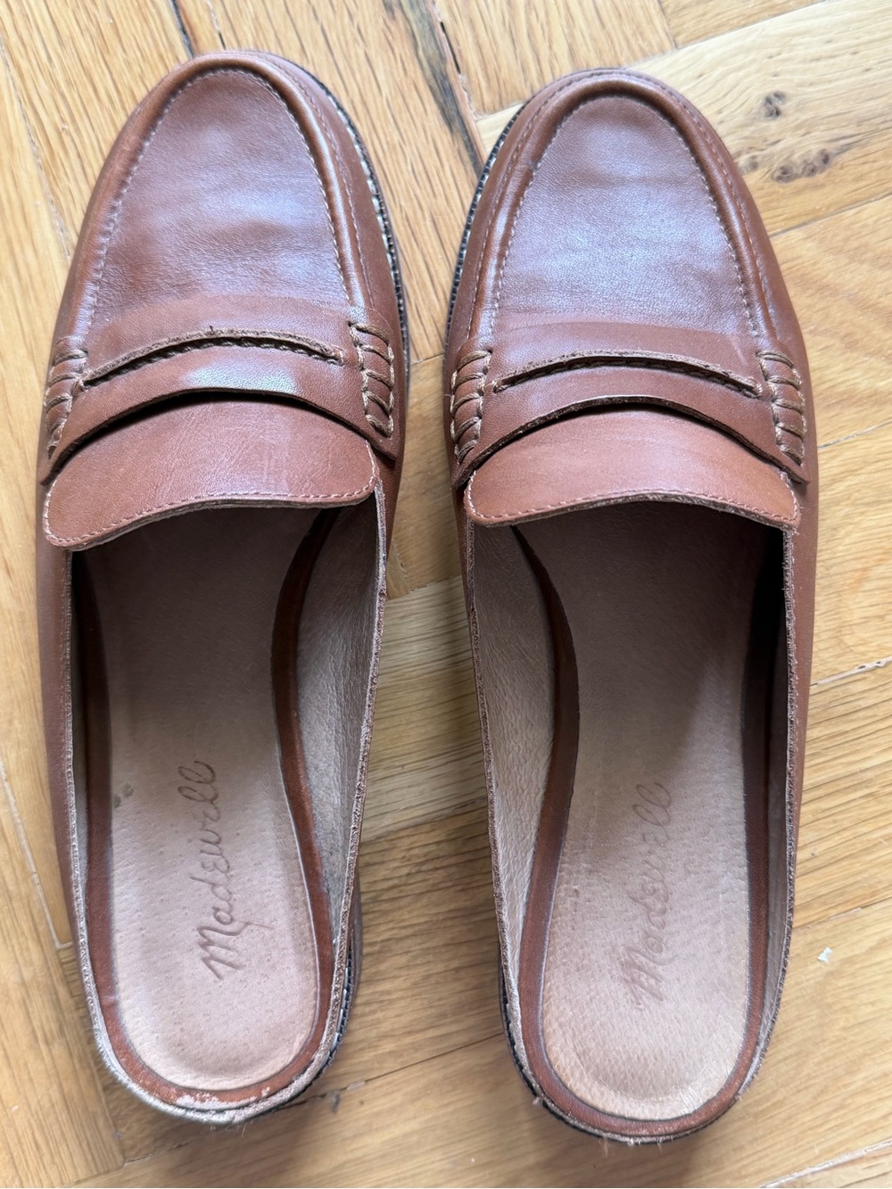Madewell Elinor Loafer Mules in English Saddle Leather